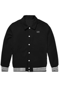 Story Mode Collared Varsity Jacket Black